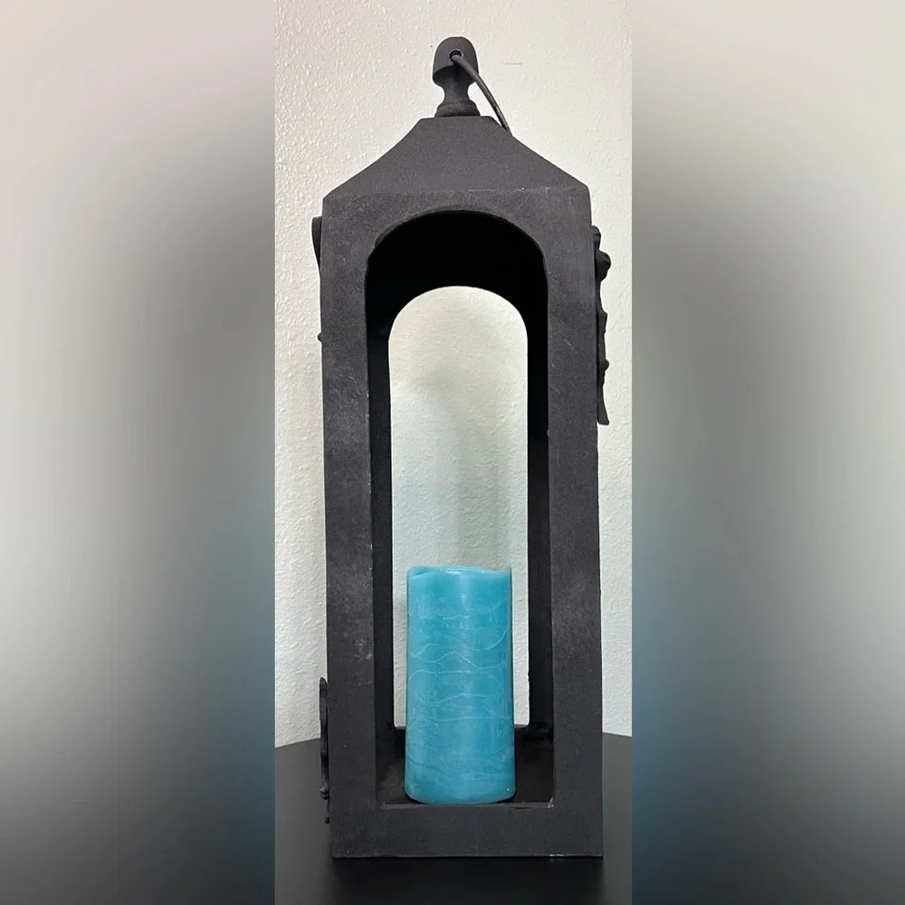 NWT Extra Large Heavy Metal Bat Lantern Candle Holder Halloween Decor | Spooky